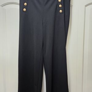 H&M Black Wide Leg Pants with Gold Buttons